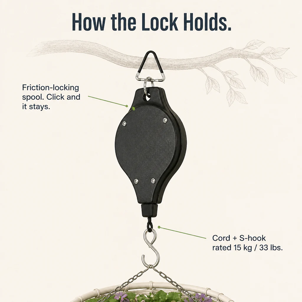 FlexiGroove™ — Lower Hanging Baskets to Chest Height for Watering Without a Ladder - Image 4
