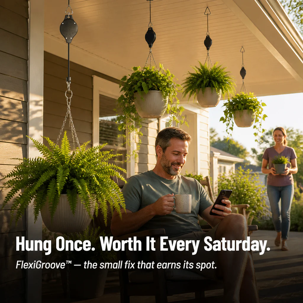 FlexiGroove™ — Lower Hanging Baskets to Chest Height for Watering Without a Ladder - Image 7
