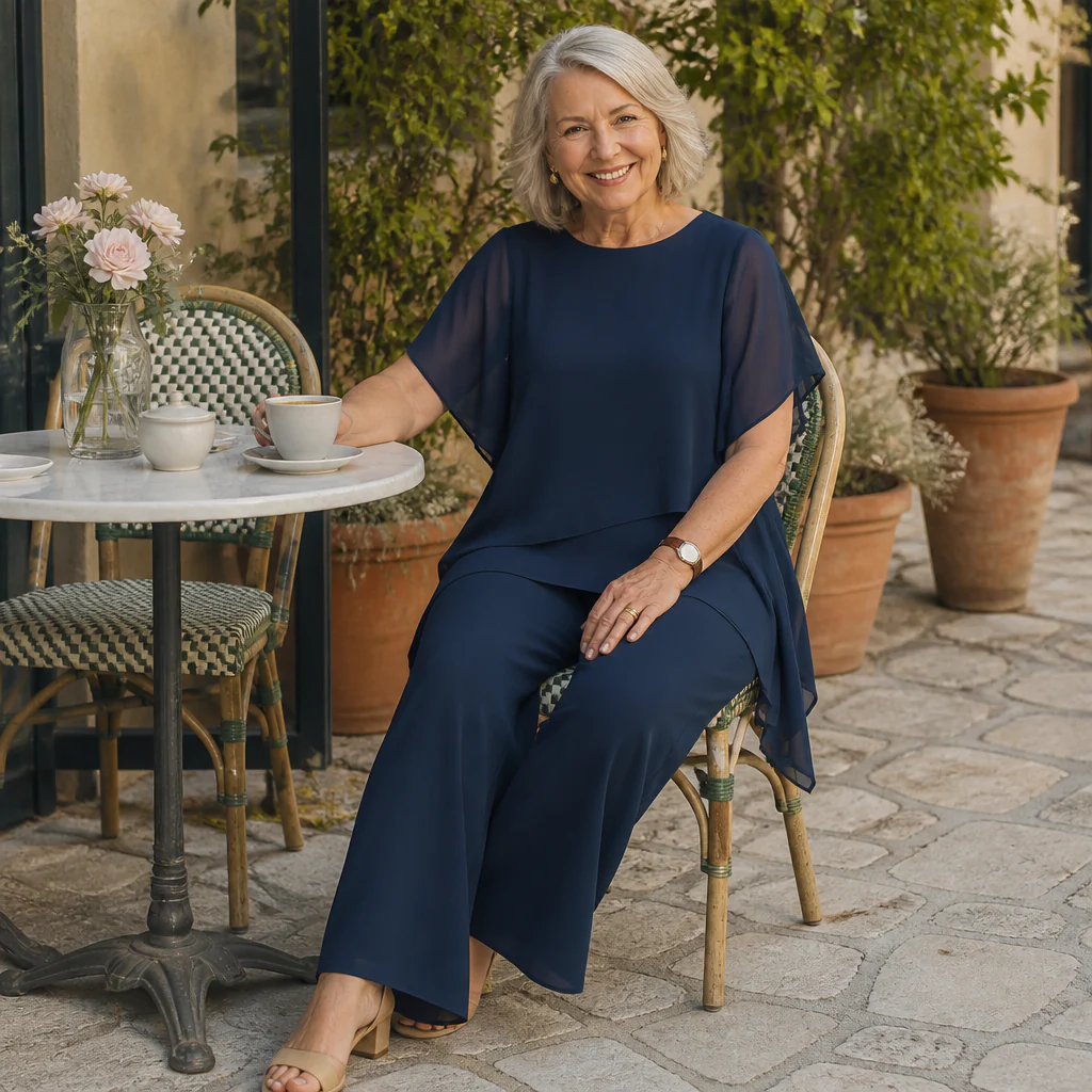 Flexiva™ – Relaxed Two-Piece Set with Soft-Drape Wide-Leg Pants