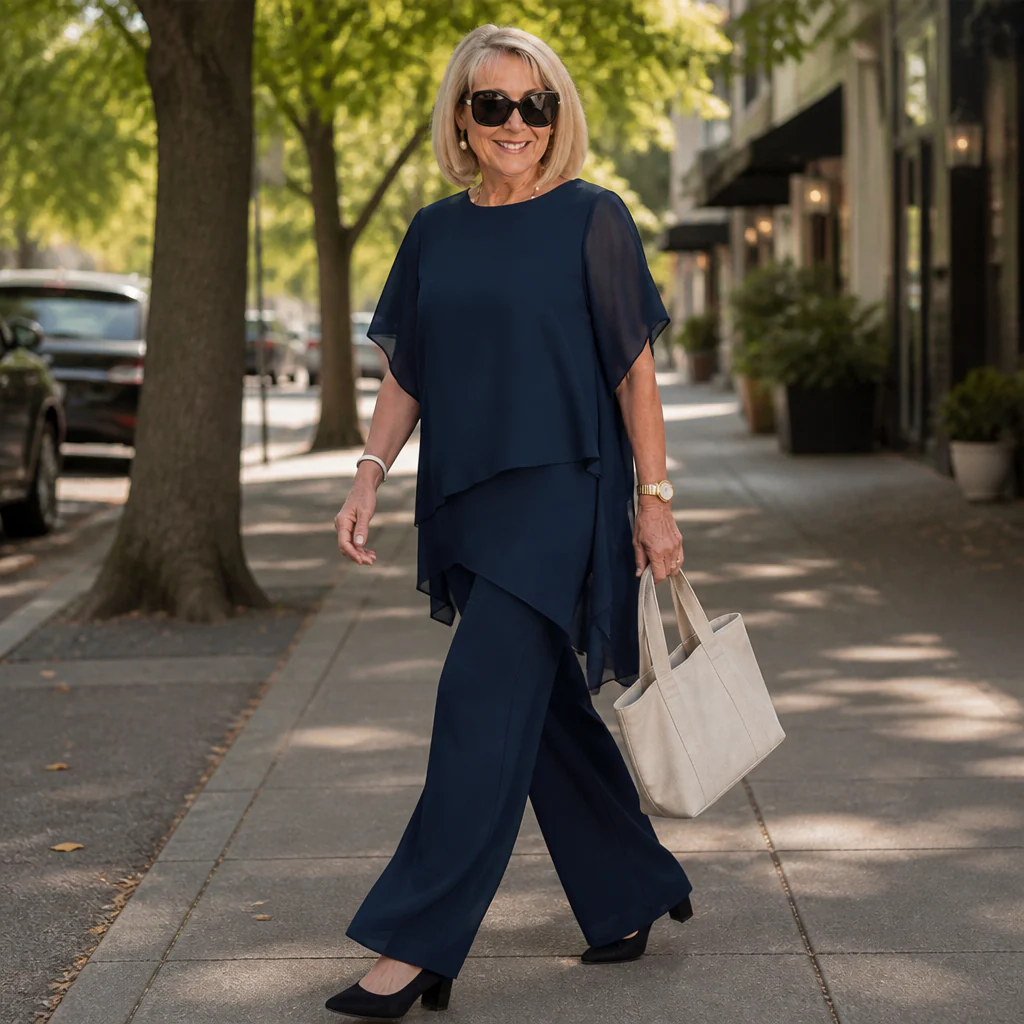 Flexiva™ – Relaxed Two-Piece Set with Soft-Drape Wide-Leg Pants - Image 3