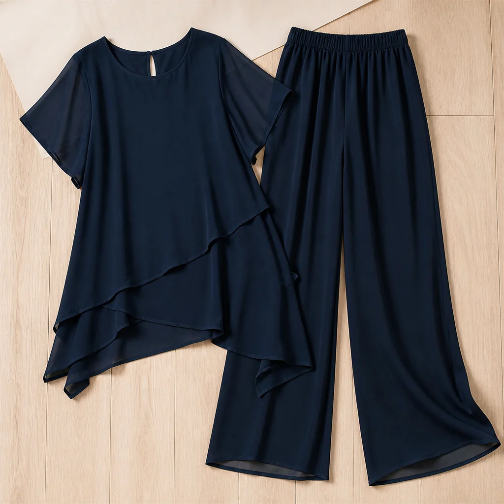 Flexiva™ – Relaxed Two-Piece Set with Soft-Drape Wide-Leg Pants - Image 4