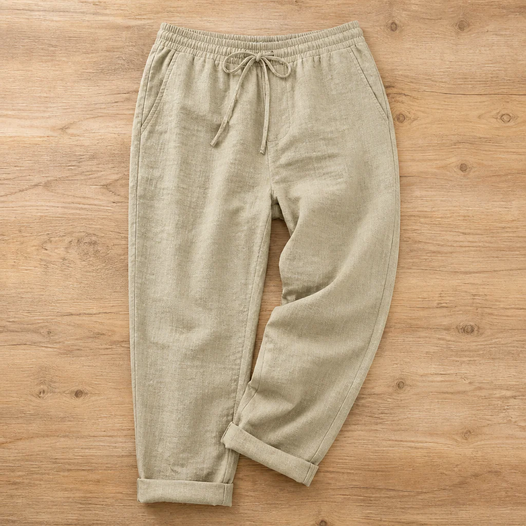 Flexiva™ – Relaxed Cotton-Linen Tapered Pants with Drawstring Waist - Image 4