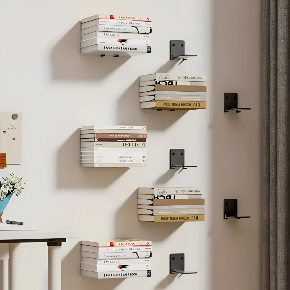 Floating Wall Shelf | Invisible Suspension Design for Books | Durable Iron Mounting Bracket | FloatShelf