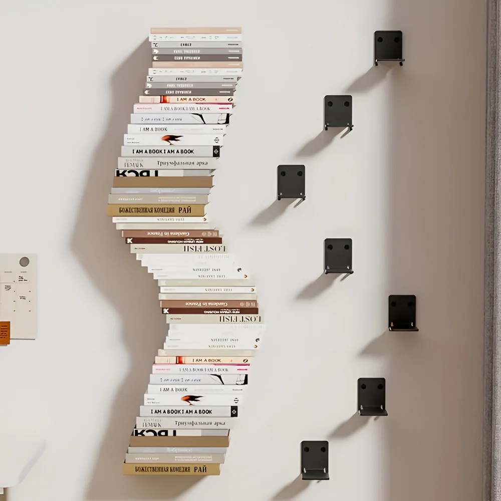 Floating Wall Shelf | Invisible Suspension Design for Books | Durable Iron Mounting Bracket | FloatShelf - Image 3
