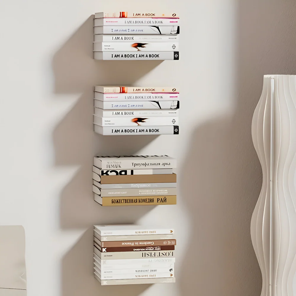 Floating Wall Shelf | Invisible Suspension Design for Books | Durable Iron Mounting Bracket | FloatShelf - Image 4