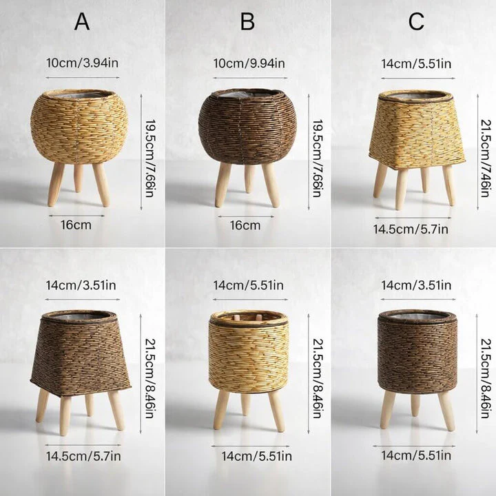 Flower Planter with Wooden Stand | Woven Basket Texture | Suitable for Indoor and Outdoor | Plantara - Image 10