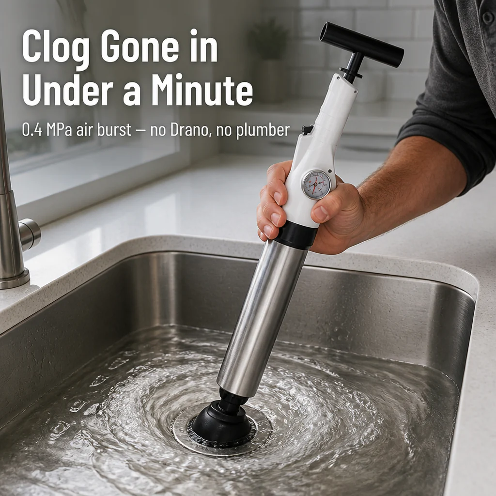 FlowForce™ — Blast Out Stubborn Clogs in Seconds Without a Plumber