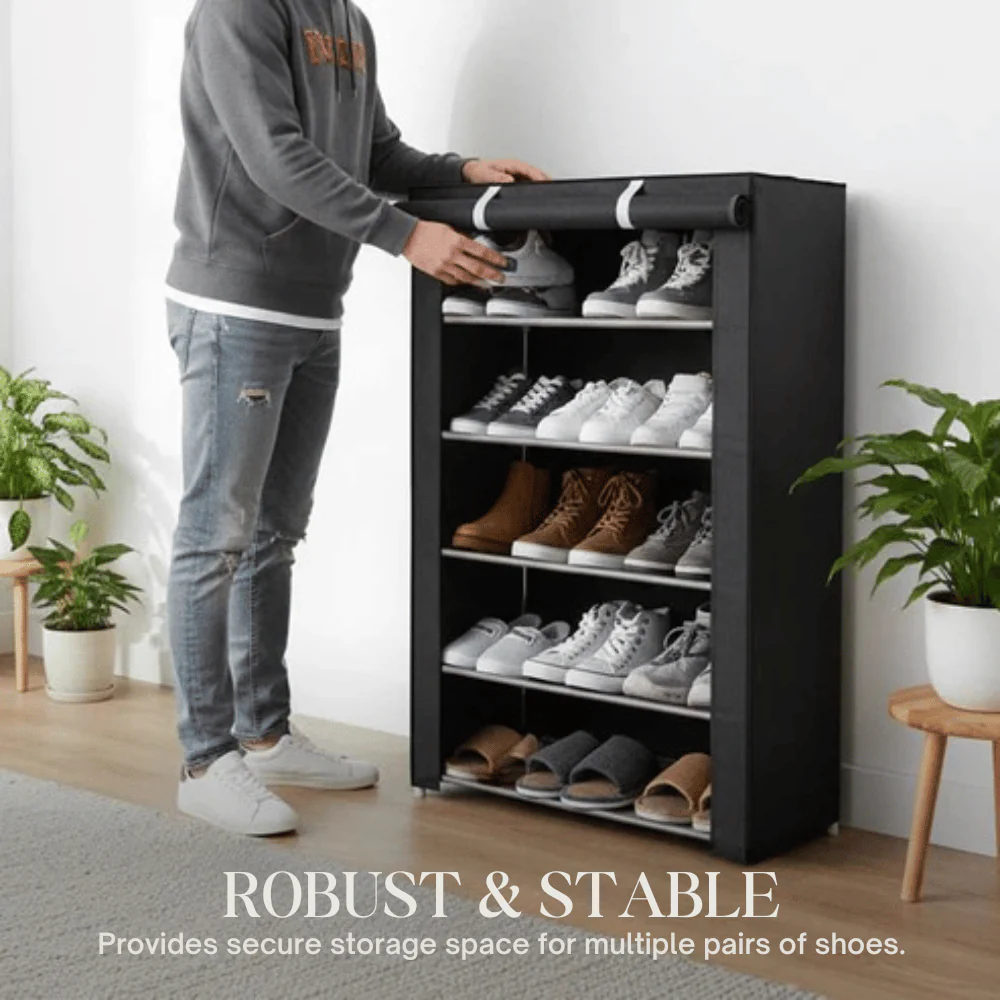 Freestanding Shoe Organizer | Dustproof Cover | No-Tool Assembly | ShoeGuard - Image 2
