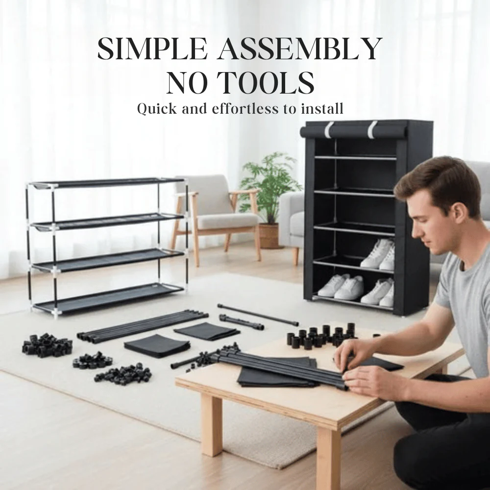 Freestanding Shoe Organizer | Dustproof Cover | No-Tool Assembly | ShoeGuard - Image 4