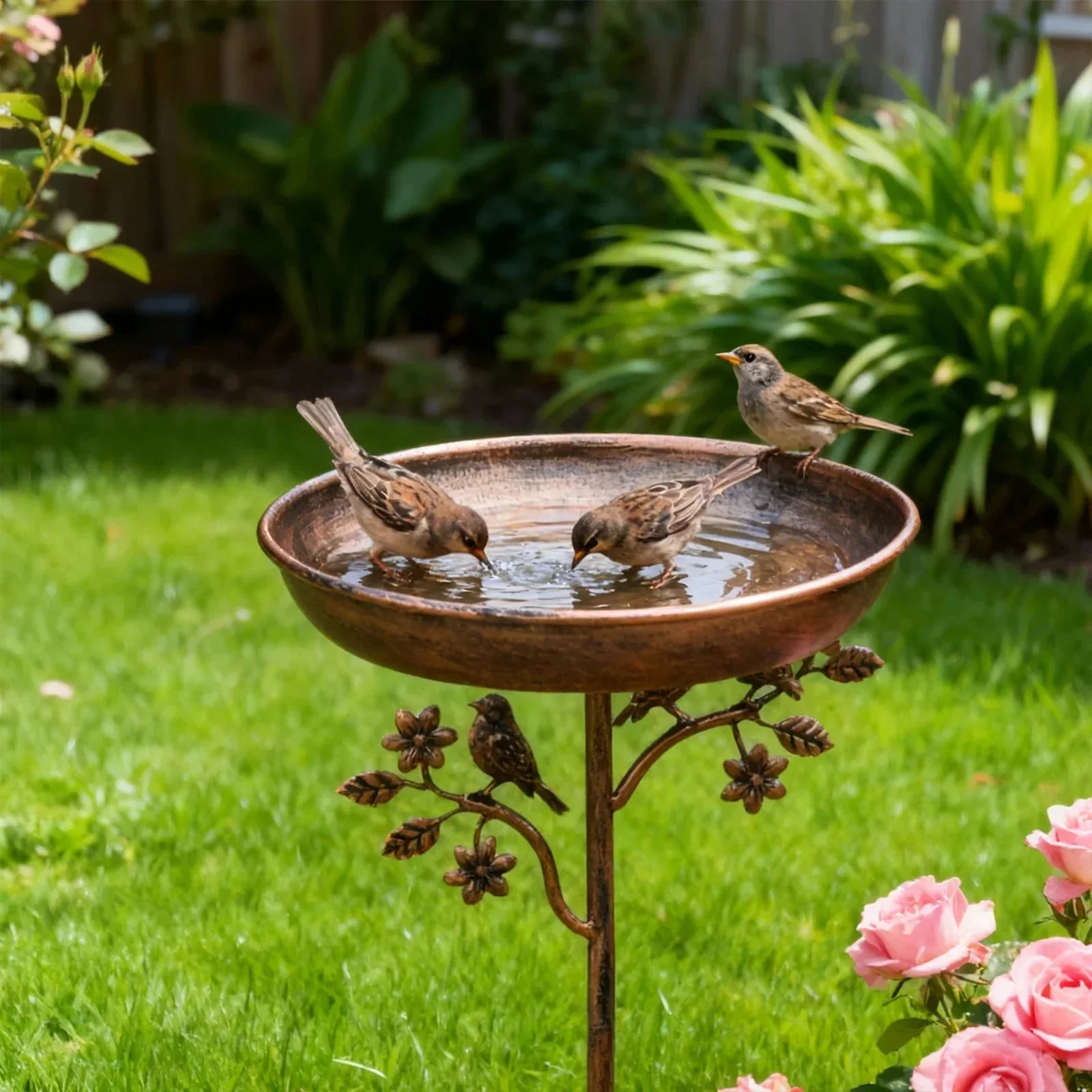 Garden Bird Water Bowl | Ornamental Basin | Secure Spike | GardenShine - Image 3