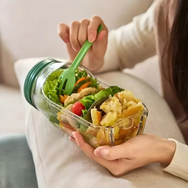 Glass Salad Dish | Side Entry | Airtight Twist Cap | FreshBowl - Image 8