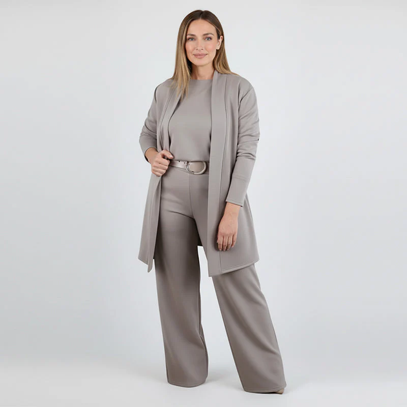 GlideFlex™ – Elegant Three-Piece Knit Set with Longline Cardigan - Image 6