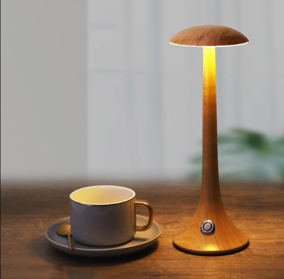 GlowWood - Elegant wireless LED wood table lamp with integrated battery - Image 3