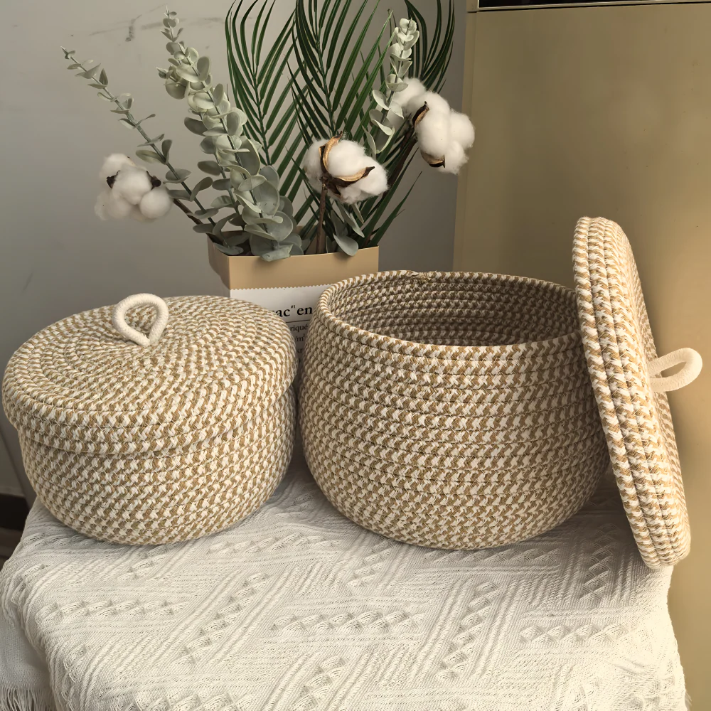 Handwoven Storage Basket | Round Woven Basket | Boho Style | CasaWeave - Image 3