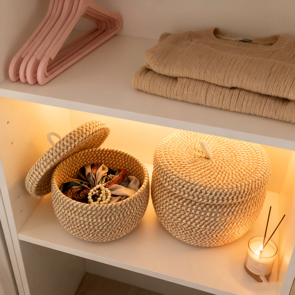 Handwoven Storage Basket | Round Woven Basket | Boho Style | CasaWeave - Image 5