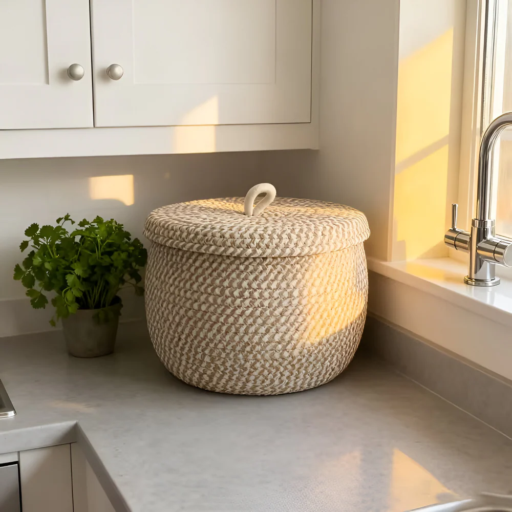 Handwoven Storage Basket | Round Woven Basket | Boho Style | CasaWeave - Image 8