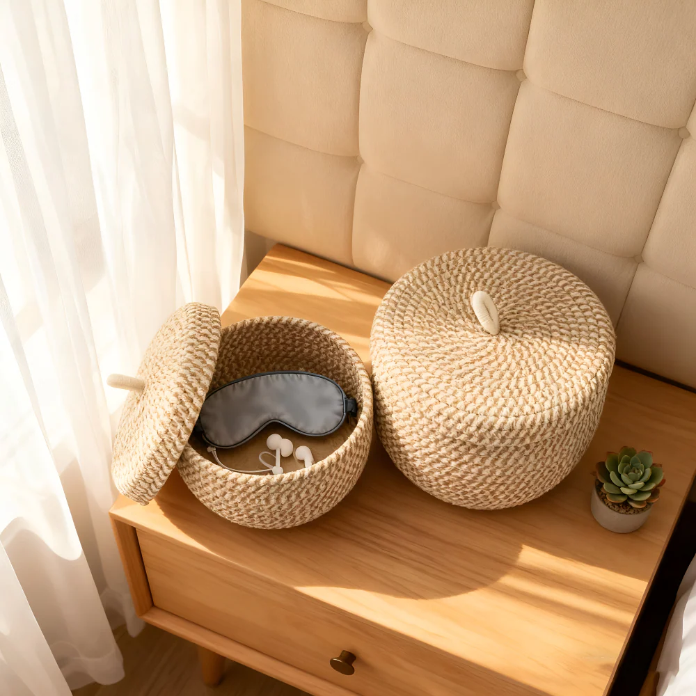 Handwoven Storage Basket | Round Woven Basket | Boho Style | CasaWeave - Image 9