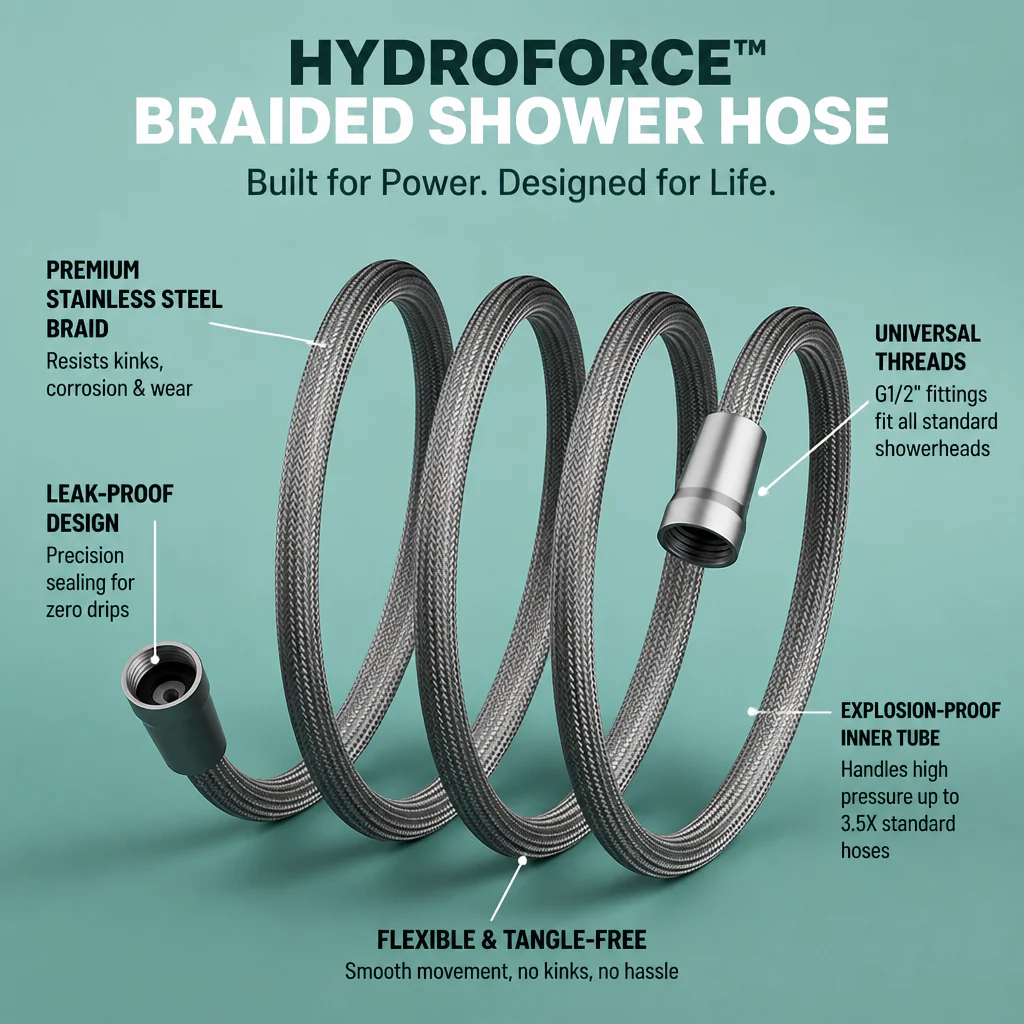 HydroForce™ Braided Shower Hose — Unleash a Leak-Free, Power-Packed Shower You’ll Crave Every Day - Image 9