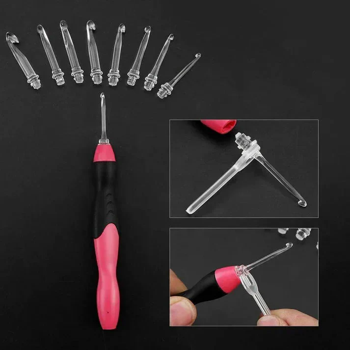 LED Crochet Hook Kit | Lighted Tip | Swap-Out Heads | LumiStitch - Image 7