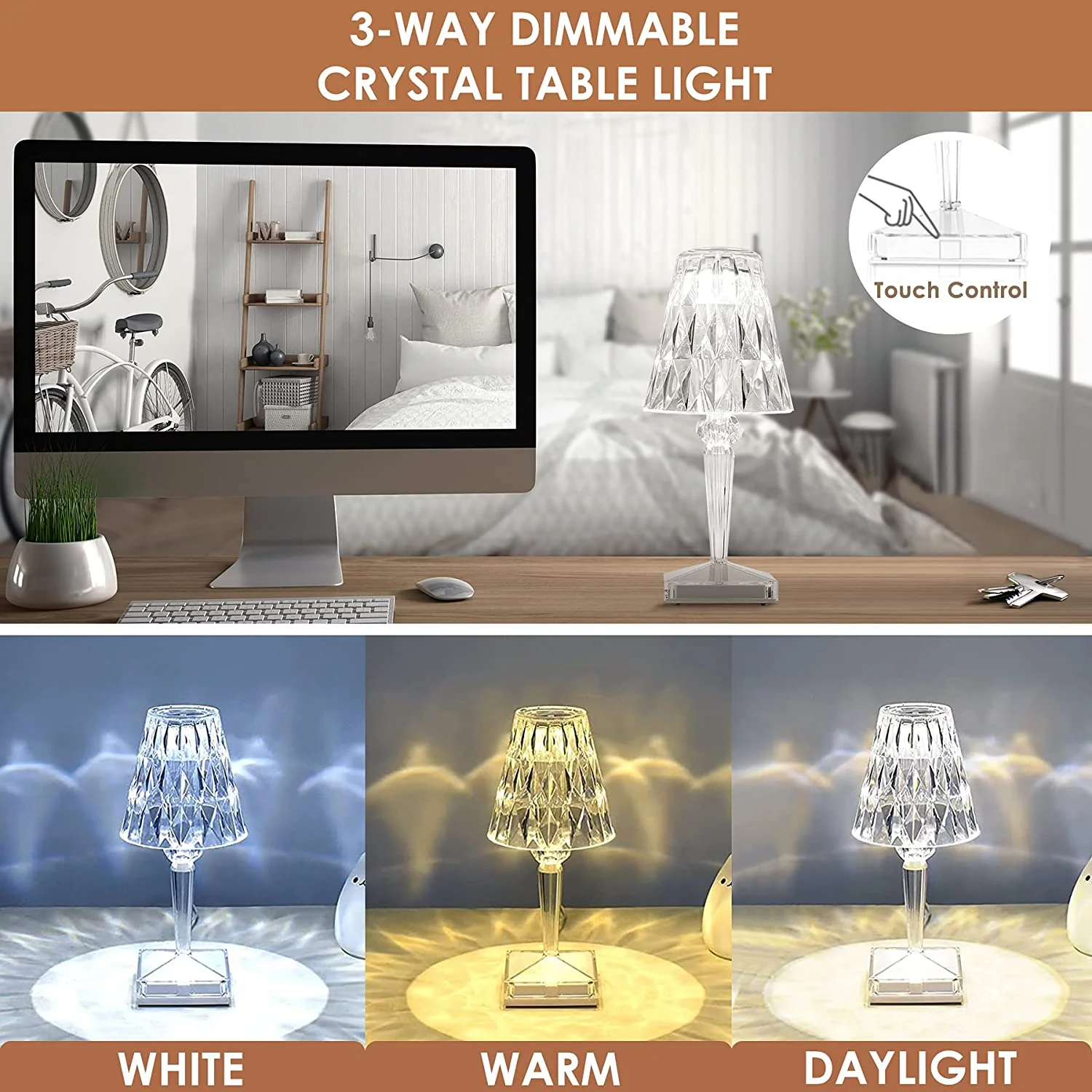 LED Glass Crystal Table Lamp - Image 3