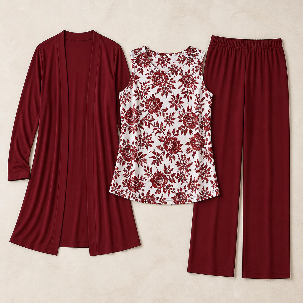LioraLuxe™ – Elegant Open-Front 3-Piece Cardigan & Pant Set - Image 4