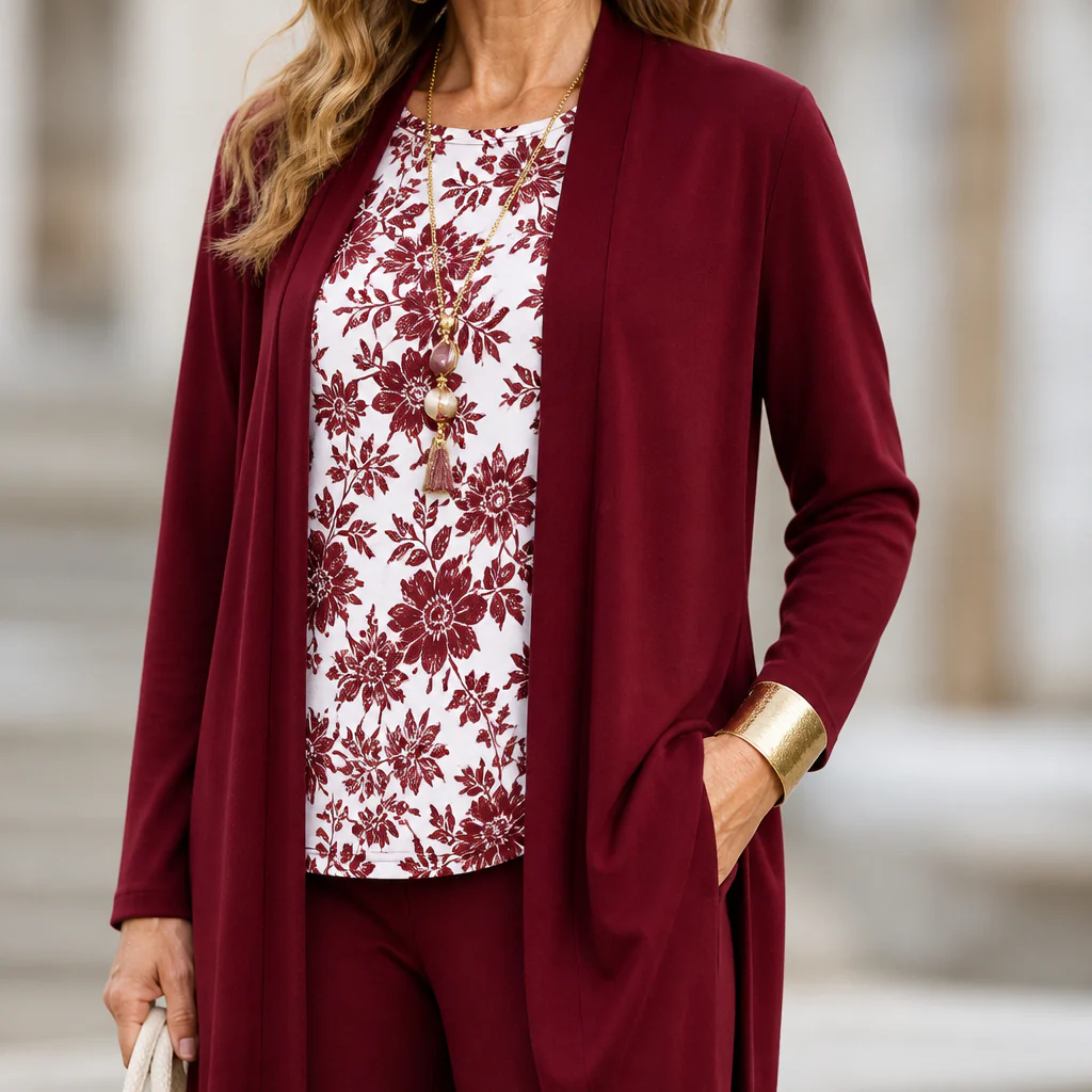 LioraLuxe™ – Elegant Open-Front 3-Piece Cardigan & Pant Set - Image 5