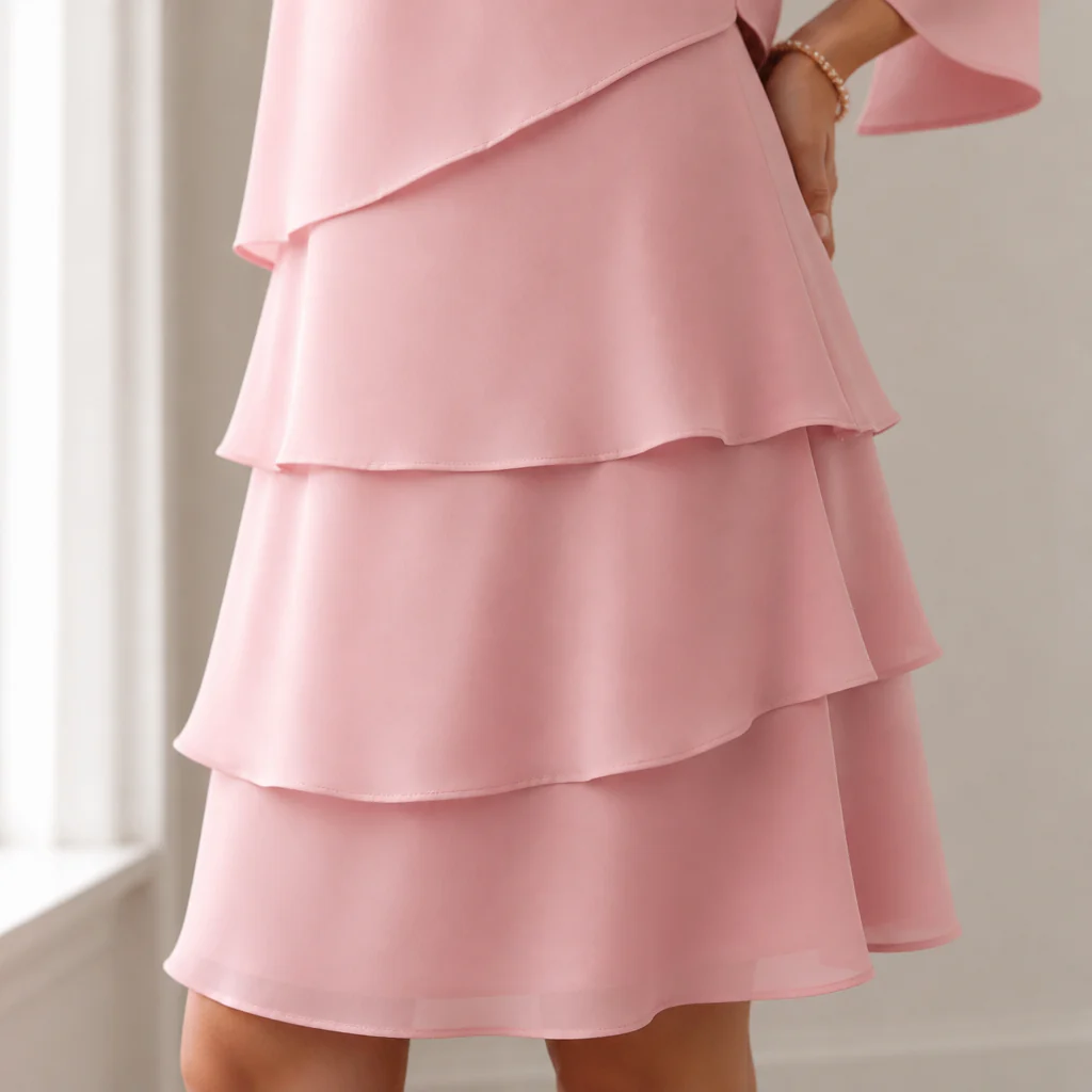 LumaBella™ – Elegant Tiered Chiffon Dress with Flowy Bell Sleeves - Image 5