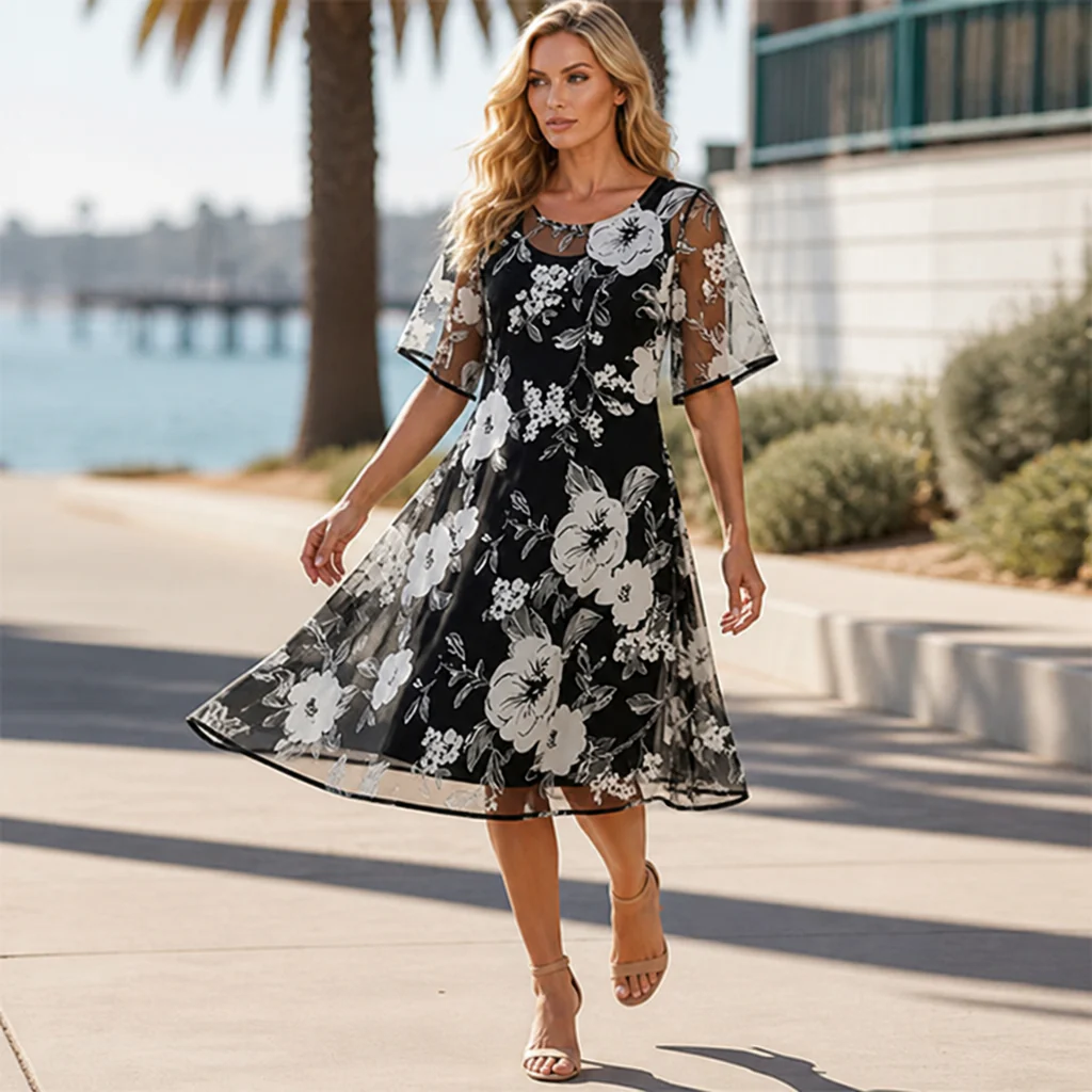 LumaLuxe™ Floral Chiffon Dress — Feel Cool, Confident, and Effortlessly Stunning All Day Long - Image 2