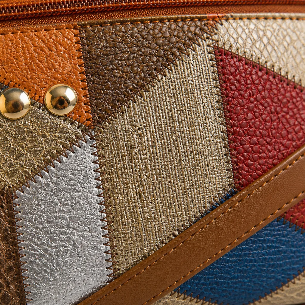 Mosaica™ – Vintage Geometric Patchwork Shoulder Bag with Adjustable Strap - Image 5