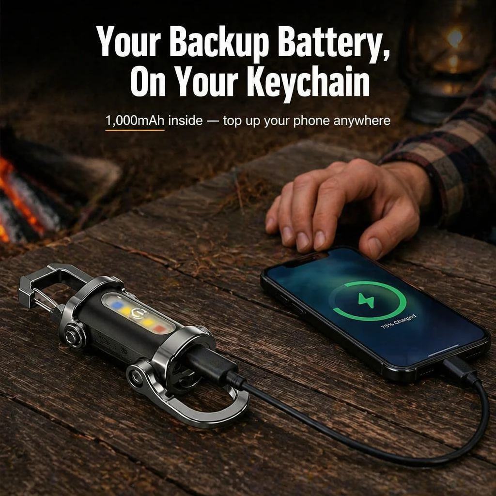 LumaVibe™ Keychain Flashlight — Carry 1,200 Lumens and Backup Phone Power on Your Keys - Image 3