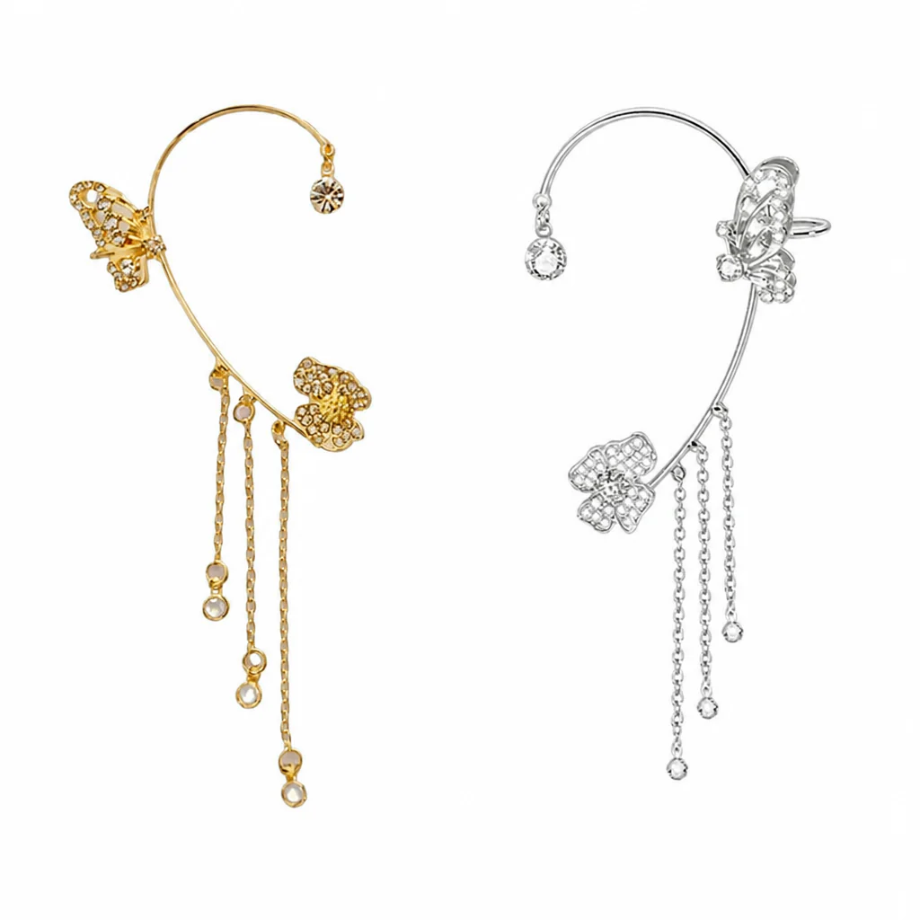 Luméline™ – Sparkling Butterfly Ear Cuffs with Crystal Tassel Chains - Image 11