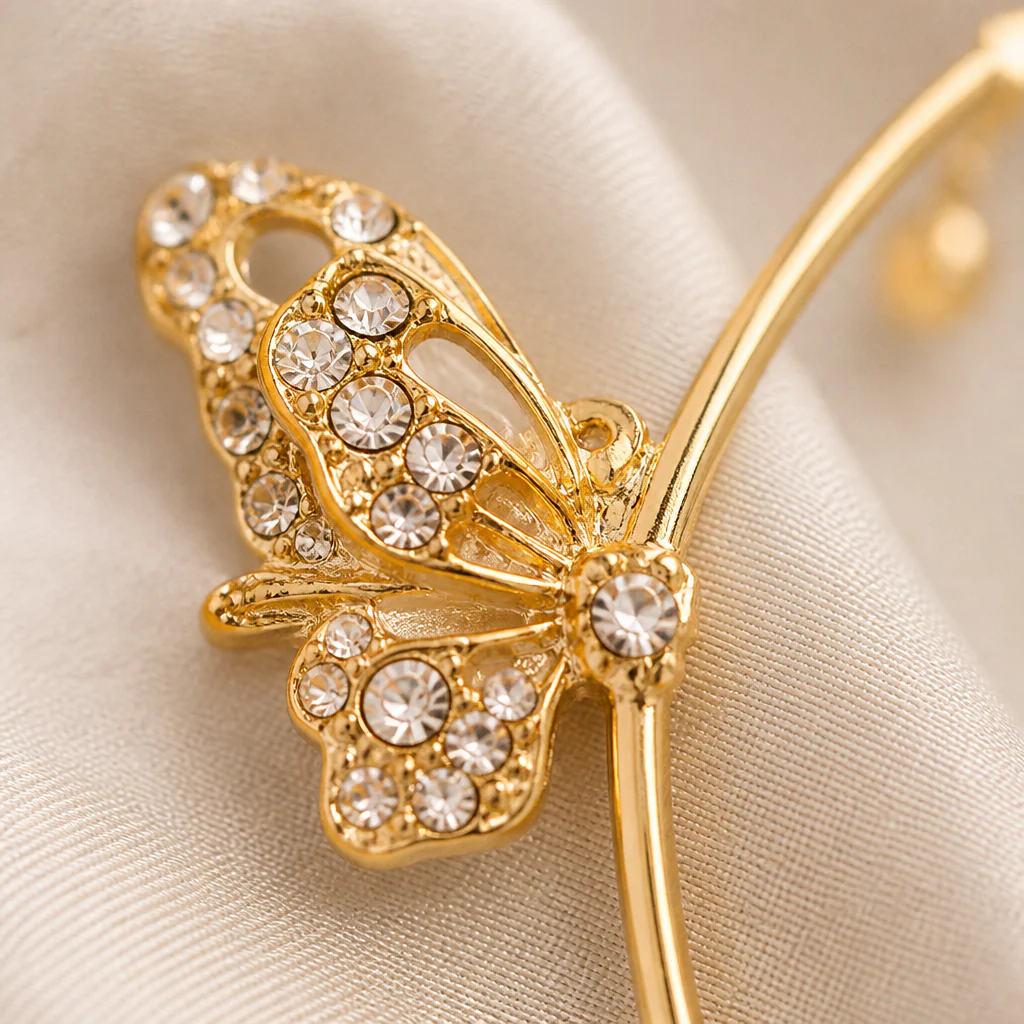 Luméline™ – Sparkling Butterfly Ear Cuffs with Crystal Tassel Chains - Image 5