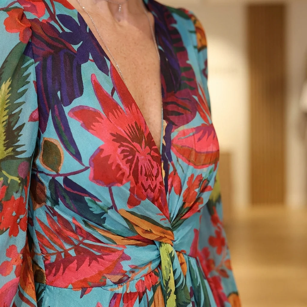 Lumiara™ – Vibrant Floral V-Neck Maxi Dress with Flared Sleeves - Image 5