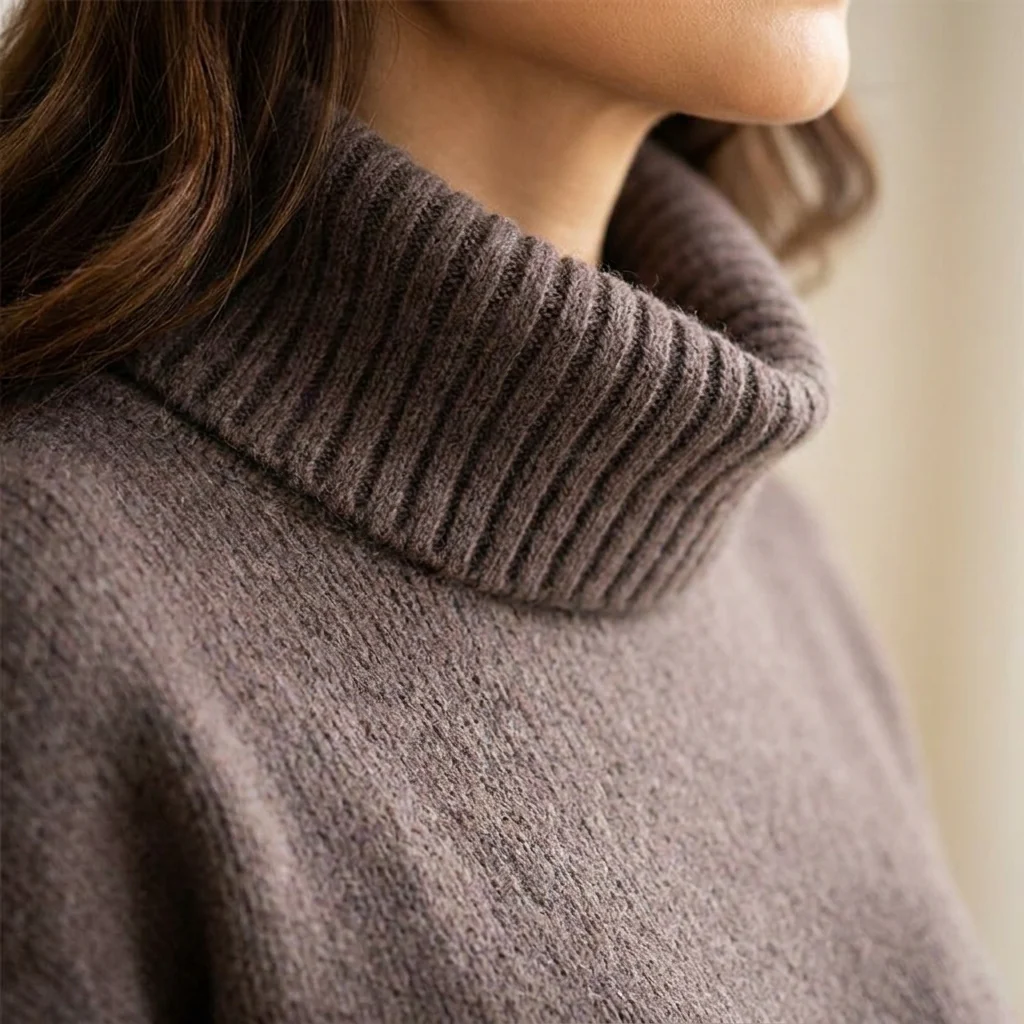 LumiLuxe™ – Oversized Turtleneck Knit Set with Lace-Trim Mini Dress - Image 5