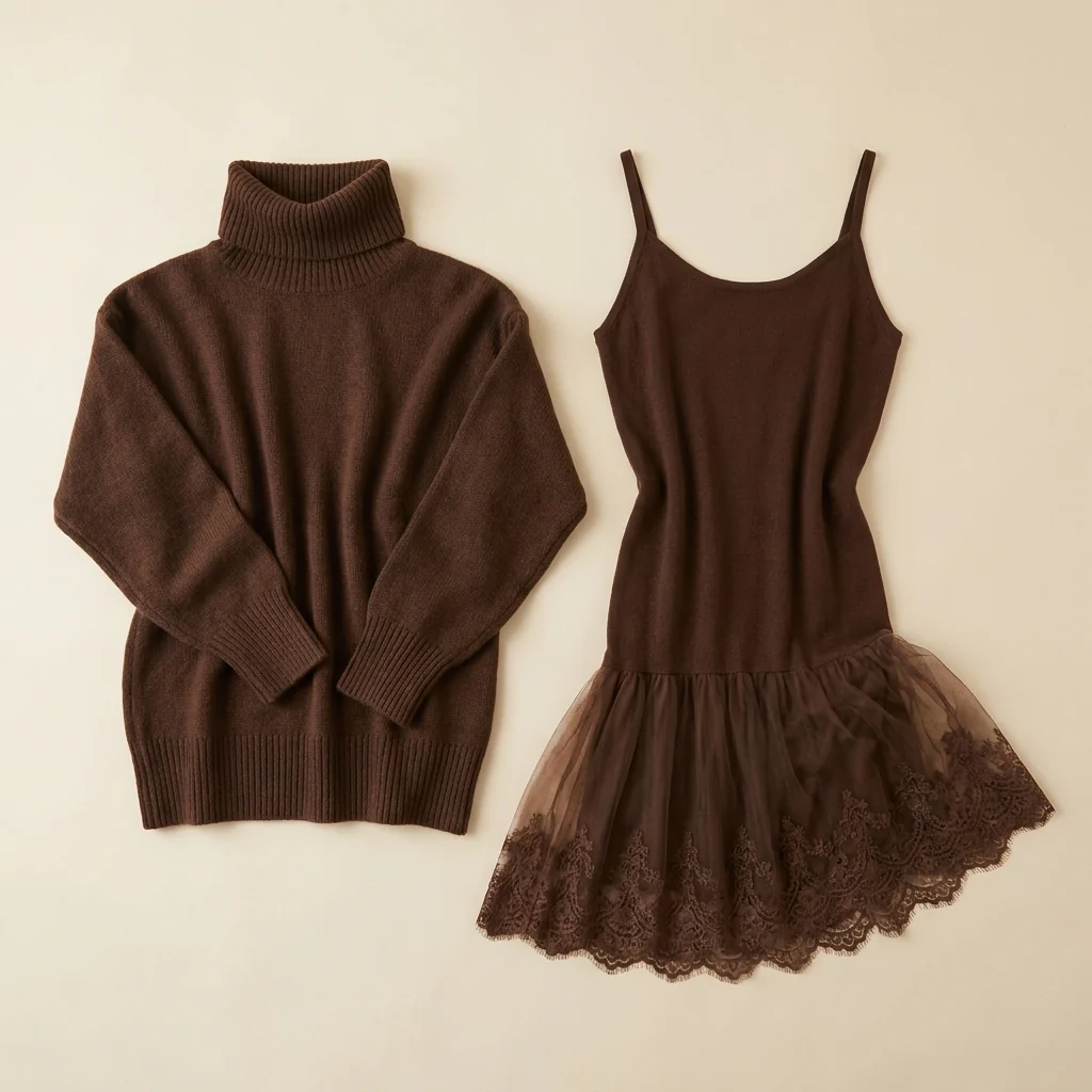 LumiLuxe™ – Oversized Turtleneck Knit Set with Lace-Trim Mini Dress - Image 8