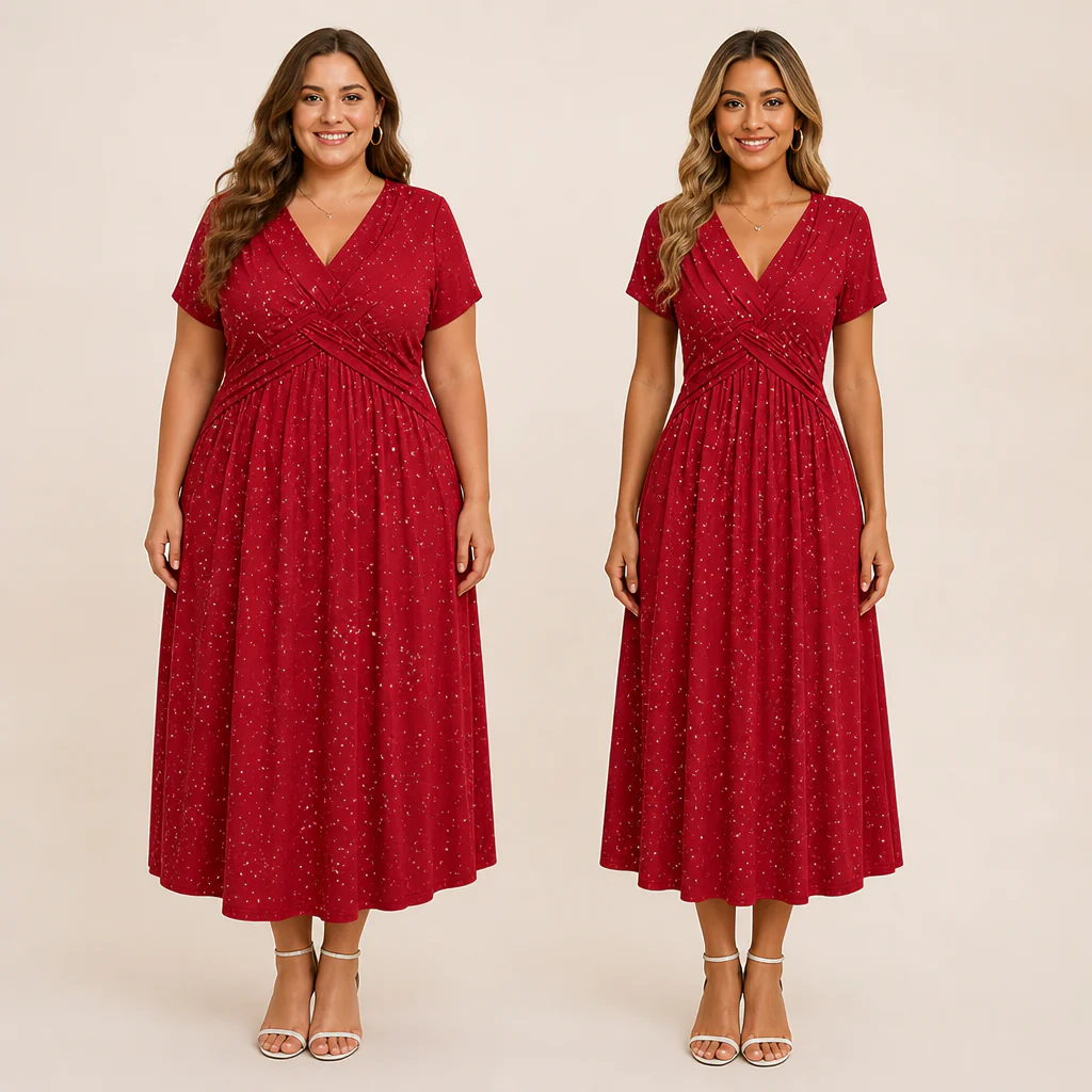 LuminaCurve™ Twisted V-Neck Dress — Own Every Curve with Effortless Elegance and Hidden Freedom - Image 10
