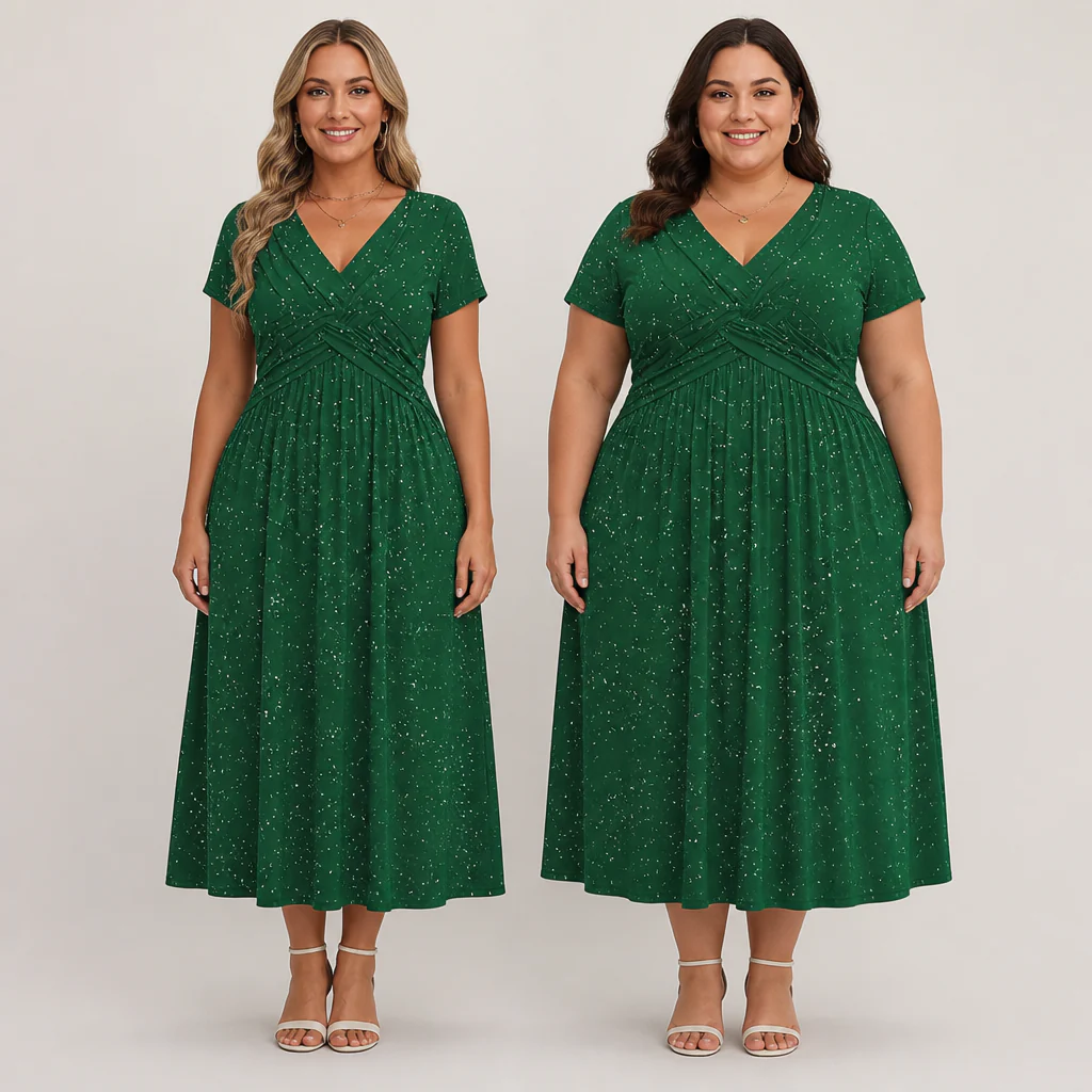 LuminaCurve™ Twisted V-Neck Dress — Own Every Curve with Effortless Elegance and Hidden Freedom - Image 11