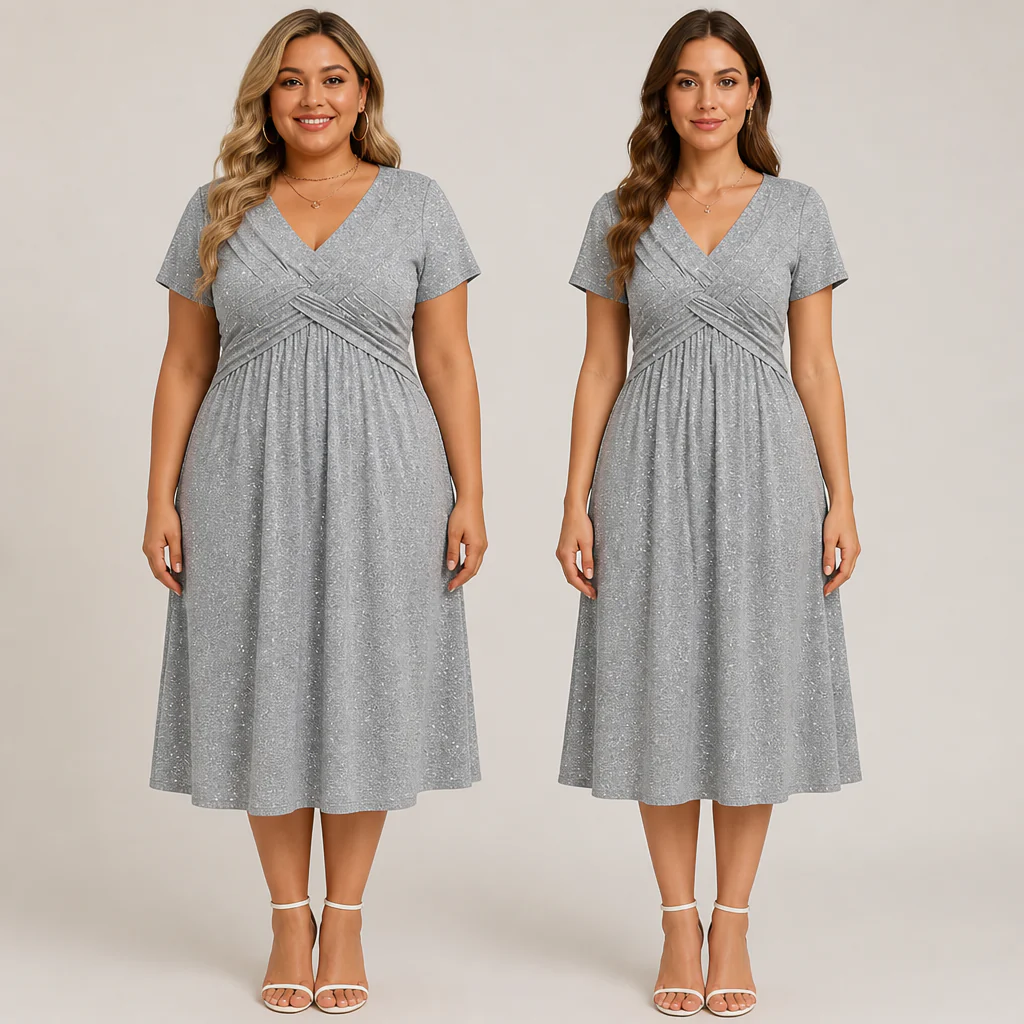 LuminaCurve™ Twisted V-Neck Dress — Own Every Curve with Effortless Elegance and Hidden Freedom - Image 12