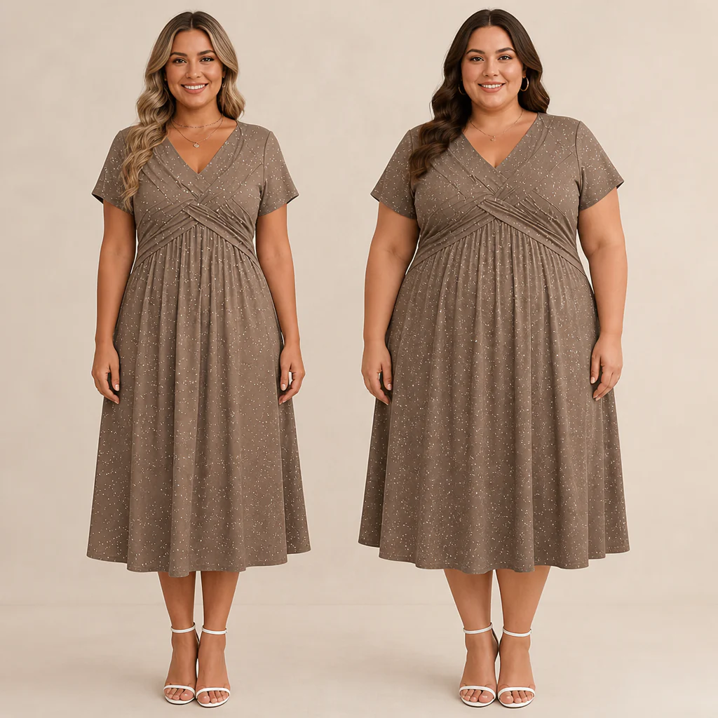 LuminaCurve™ Twisted V-Neck Dress — Own Every Curve with Effortless Elegance and Hidden Freedom - Image 13