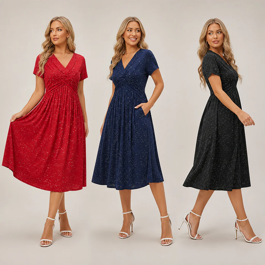 LuminaCurve™ Twisted V-Neck Dress — Own Every Curve with Effortless Elegance and Hidden Freedom - Image 5