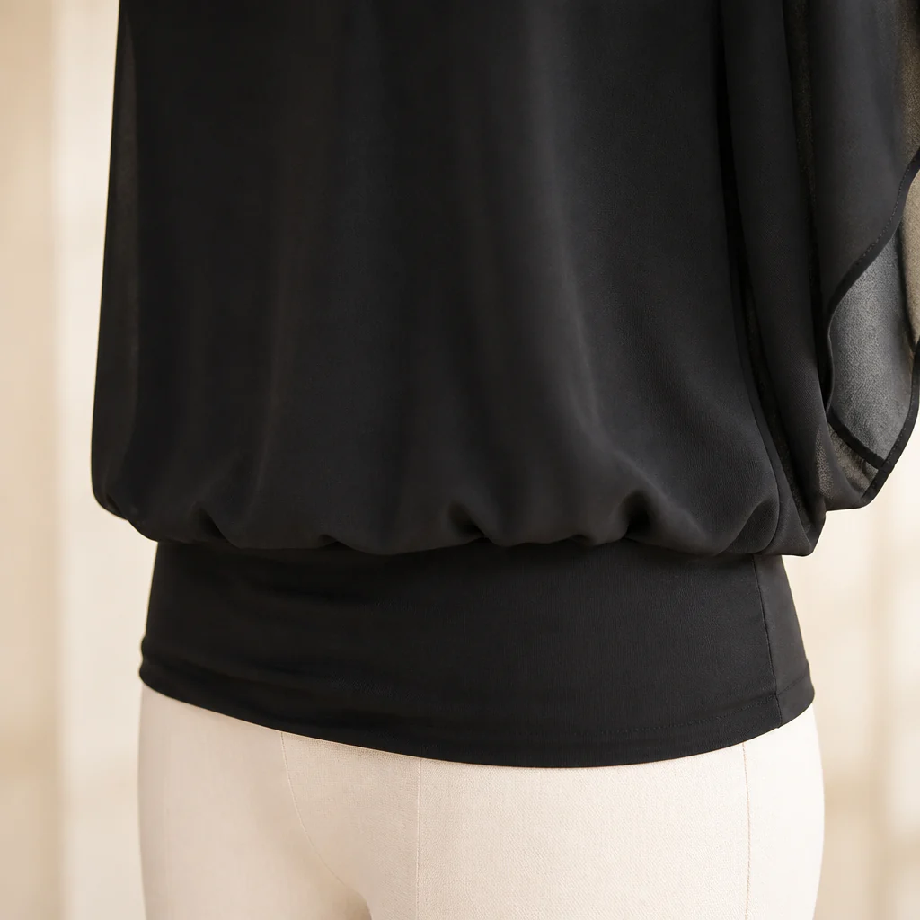 LuminaFlex™ – Flowy Chiffon V-Neck Blouse with Zip Detail - Image 7