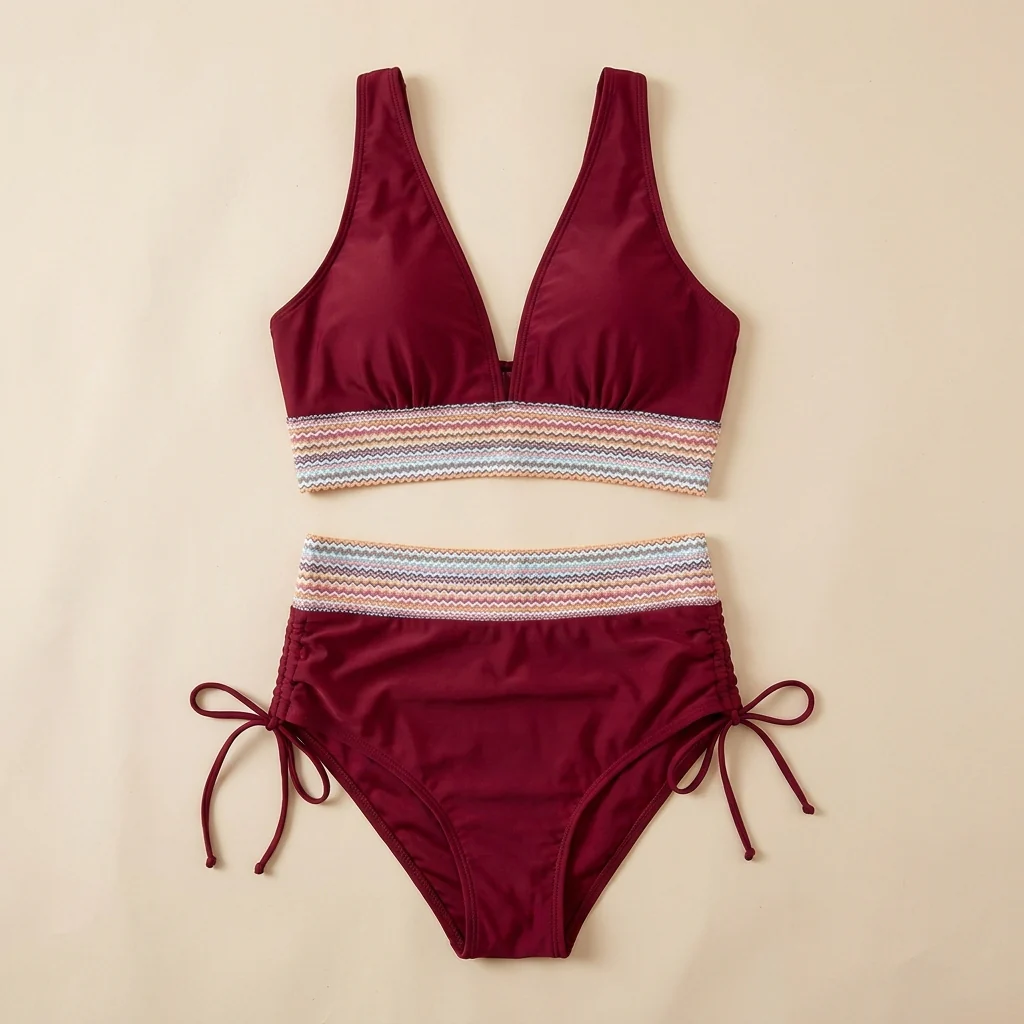 Solara™ – High-Waist Tummy-Control Halter Bikini with Sculpting Zigzag Waist - Image 10