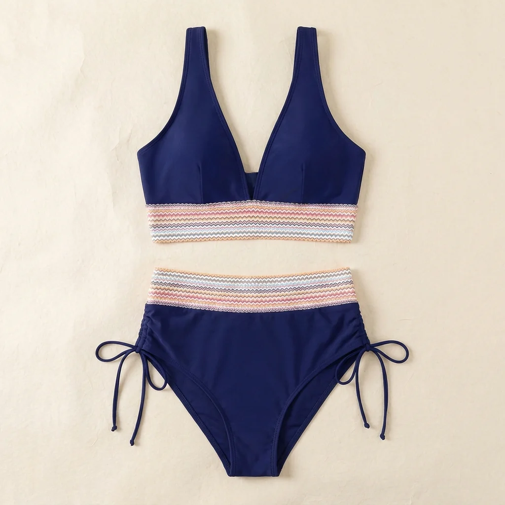 Solara™ – High-Waist Tummy-Control Halter Bikini with Sculpting Zigzag Waist - Image 14