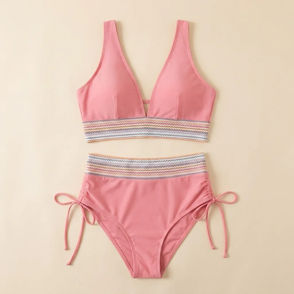 Solara™ – High-Waist Tummy-Control Halter Bikini with Sculpting Zigzag Waist - Image 16