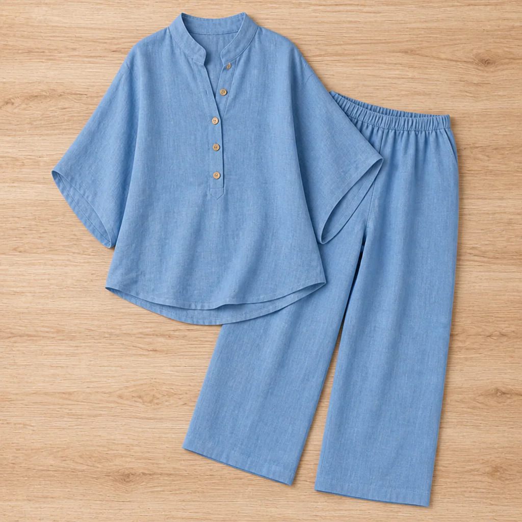 VeraLuxe™ – Relaxed Linen Two-Piece Set with Wide-Leg Pants - Image 5