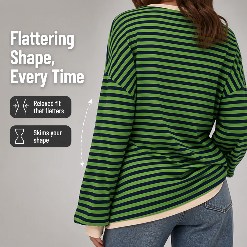 LuminaSoft™ Casual Long Sleeve Striped Shirt — Wrap Yourself in All-Day Softness and Timeless Style - Image 3