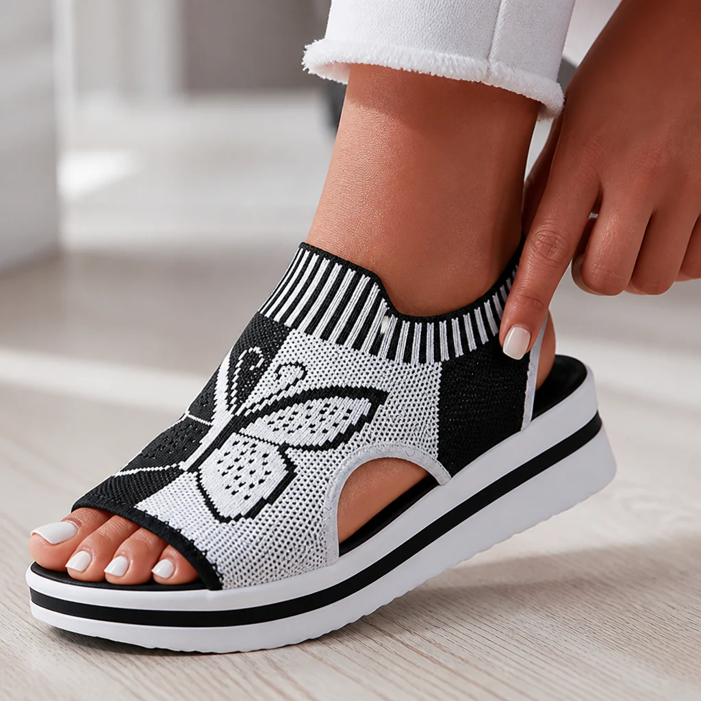 LumiStride™ – Breathable Butterfly-Knit Peep-Toe Sandals with Cushioned Platform - Image 2