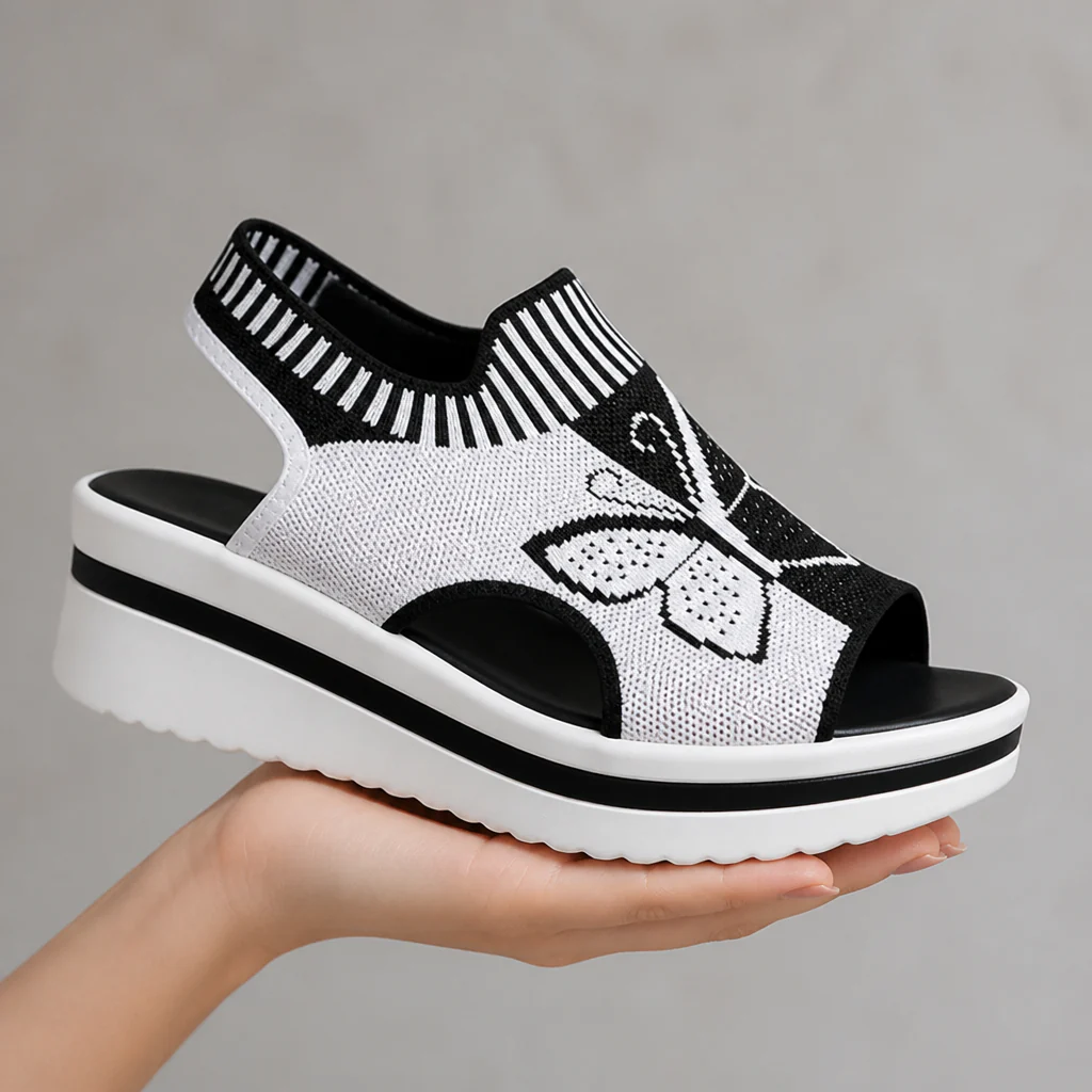 LumiStride™ – Breathable Butterfly-Knit Peep-Toe Sandals with Cushioned Platform - Image 6