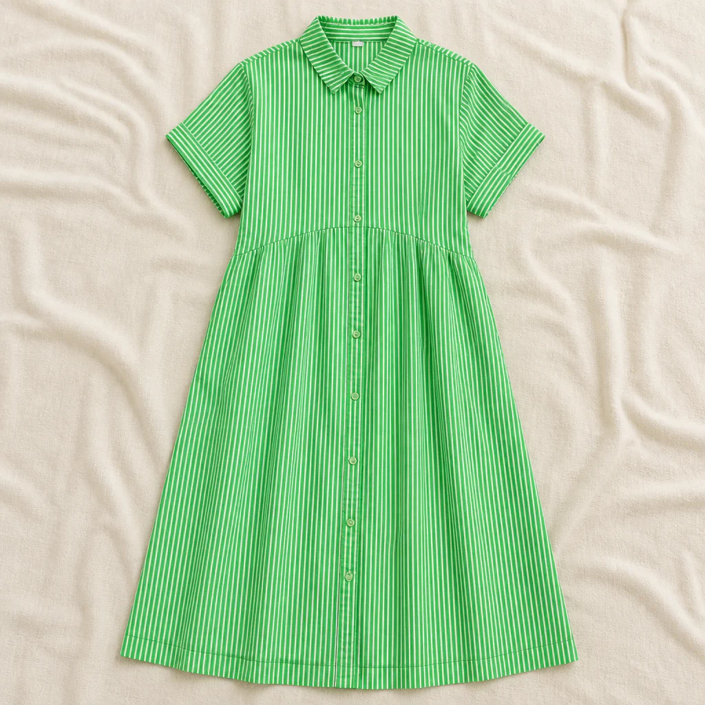 LunaVerve™ – Breezy Striped Button-Front Midi Shirt Dress - Image 4