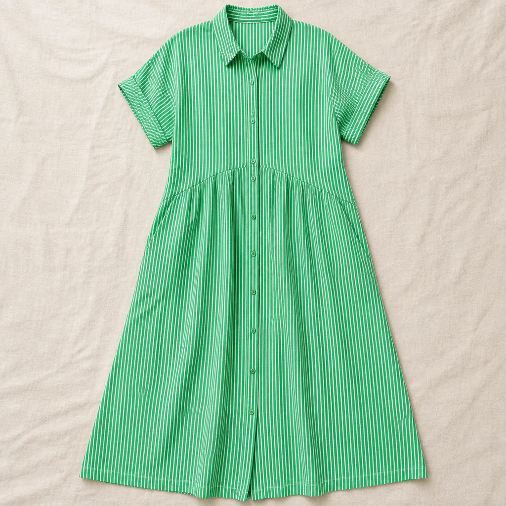 LunaVerve™ – Breezy Striped Button-Front Midi Shirt Dress - Image 5
